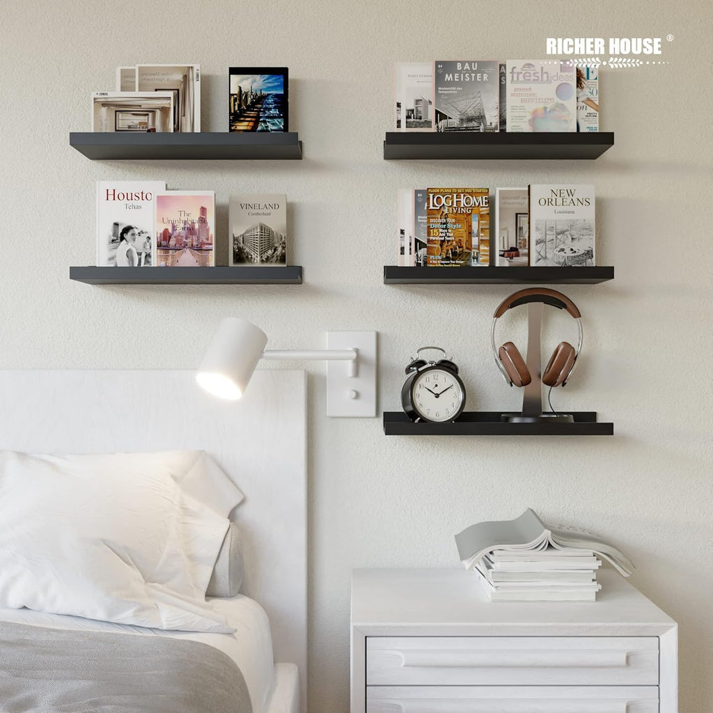 Set of 4 Wall Mounted Floating Shelves – Modern MDF Display Shelves for Living Room, Bedroom & Home Décor