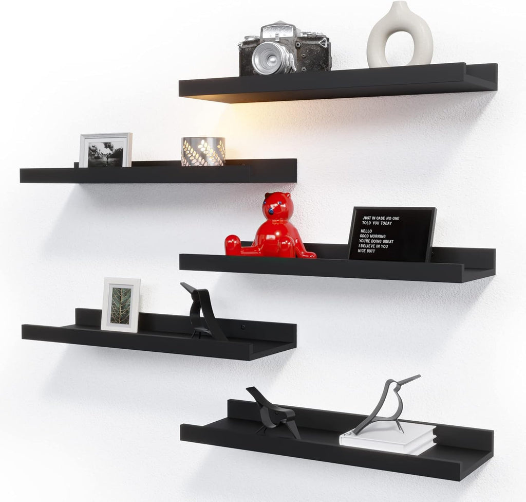 Set of 4 Wall Mounted Floating Shelves – Modern MDF Display Shelves for Living Room, Bedroom & Home Décor