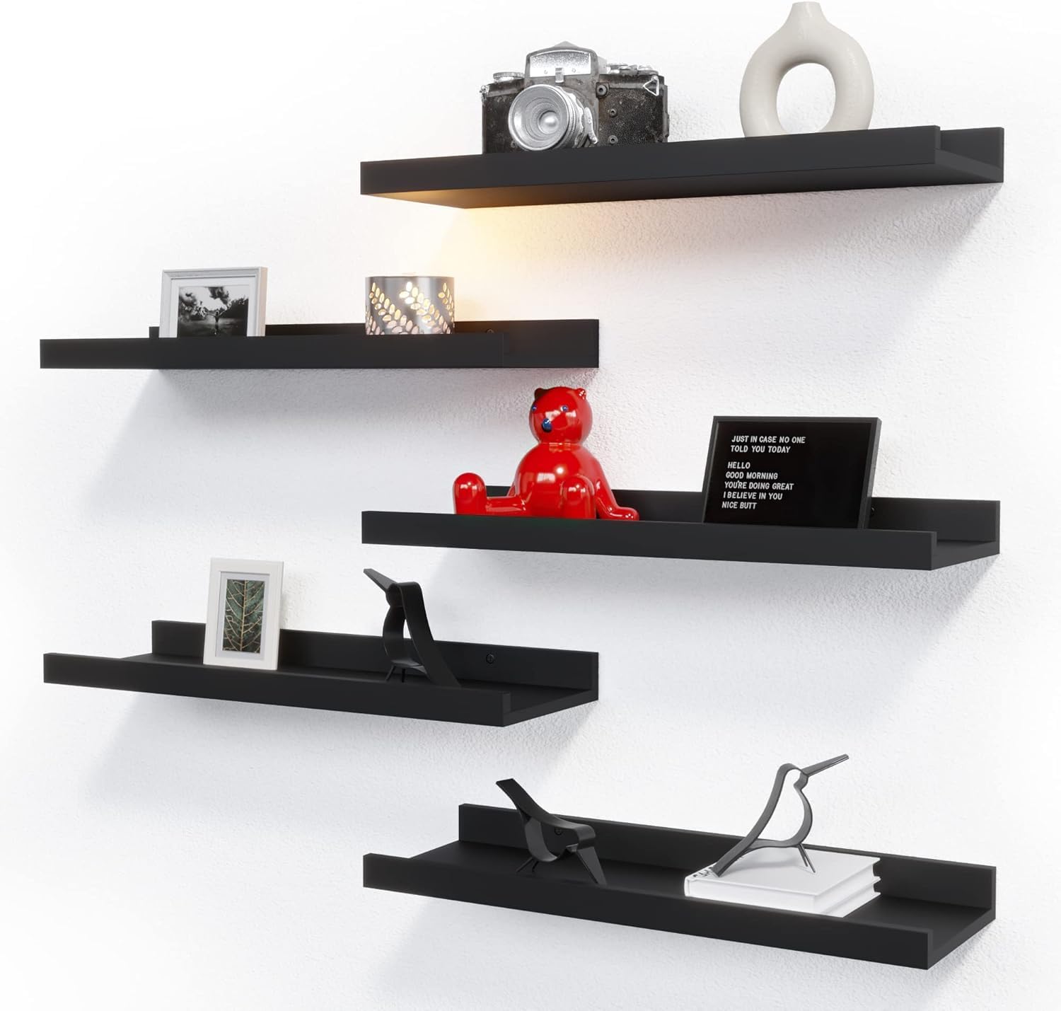 Set of 4 Wall Mounted Floating Shelves – Modern MDF Display Shelves for Living Room, Bedroom & Home Décor