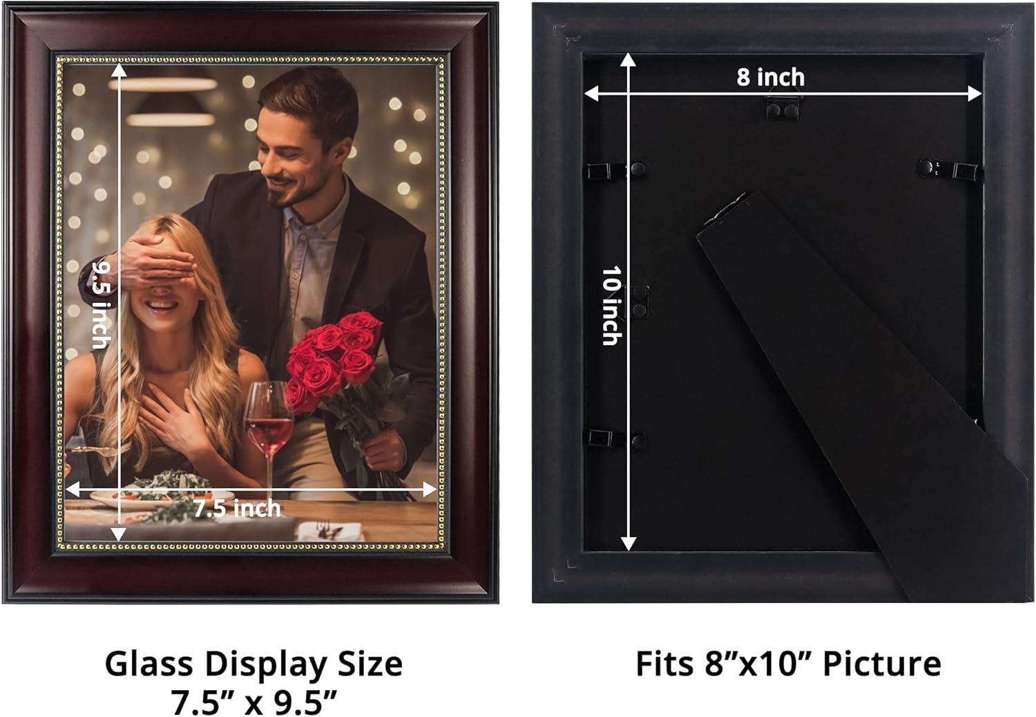 8x10 Mahogany Picture Frame with HD Glass – Elegant Tabletop & Wall Mount Photo Frame for Home Décor