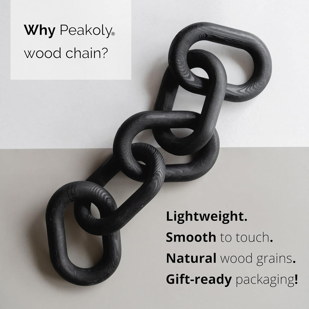 Wood Chain Link Decor – Modern Wooden Chain Knot Sculpture for Coffee Table, Shelves & Home Décor