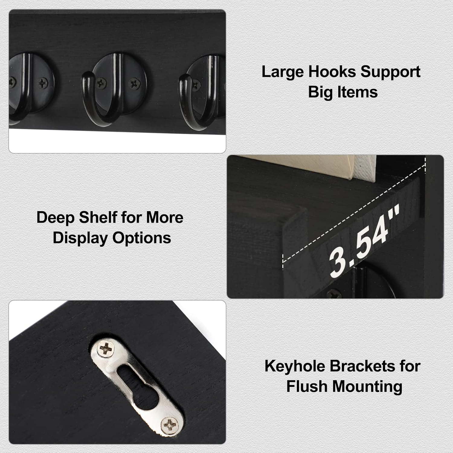 Wall Mounted Mail Organizer with 5 Key Hooks – Wooden Entryway Mail Holder & Key Rack for Home Decoration